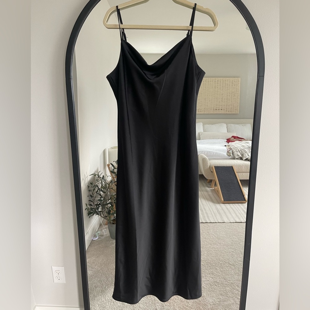 Banana Republic black cowl neck slip dress